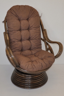 Ratanové houpací křeslo Swivel hnědé polstr hnědý melír