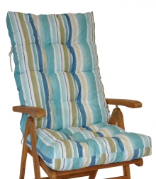 Polstr na zahradní křeslo vysoké - látka modré pruhy