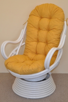 Ratanové houpací křeslo Swivel bílé polstr žlutý melír