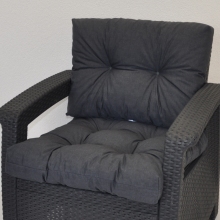 Polstr na křeslo z umělého ratanu - látka tmavě šedý melír