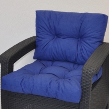 Polstr na křeslo z umělého ratanu - látka modrý melír