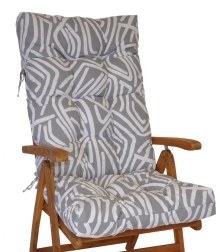 Polstr na teakové zahradní křeslo vysoké - šedobílá mozaika