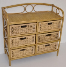 Ratanová komoda 6 zásuvek medová typ FL