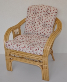 Ratanové křeslo Rio De Janeiro medové - polstr motiv růže