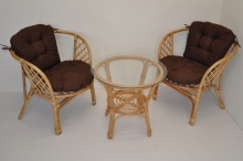 Ratanová sedací souprava Java polstr hnědý kepr