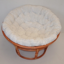 Ratanový papasan 110 cm koňak polstr bílý INDO