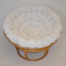 Ratanový papasan 110 cm medový polstr bílý INDO