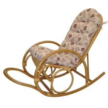 Ratanové houpací křeslo Jenaira medové polstr motiv červená srdce