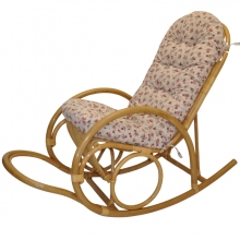 Ratanové houpací křeslo Jenaira medové polstr motiv růžičky