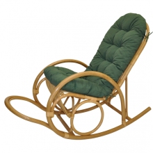 Ratanové houpací křeslo Jenaira medové polstr tmavě zelený melír