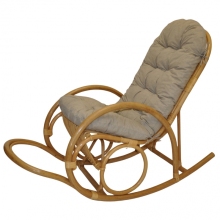 Ratanové houpací křeslo Jenaira medové polstr tmavě béžový melír