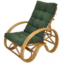 Ratanové křeslo polohovací medové polstr tmavě zelený melír