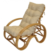 Ratanové křeslo polohovací medové polstr světle béžový melír