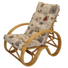 Ratanové křeslo polohovací medové polstr srdce love