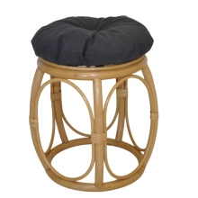 Ratanová taburetka široká medová polstr tmavě šedý melír