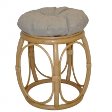 Ratanová taburetka široká medová polstr tmavě béžový melír
