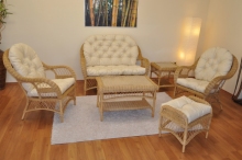 Ratanová sedací souprava Florida medová - polstry béžový melír