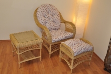 Ratanová sedací souprava Florida pohoda medová - polstry motiv růžičky