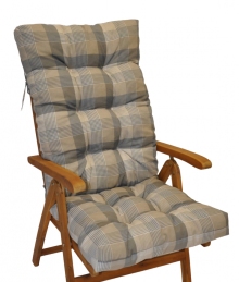 Polstr na teakové zahradní křeslo vysoké - látka UNIKO šedá kostka