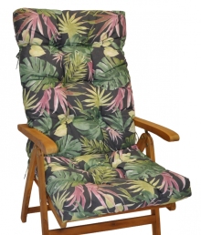 Polstr na teakové zahradní křeslo vysoké - látka UNIKO monstera
