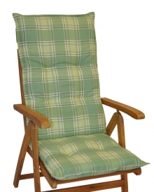 Polstr na teakové zahradní křeslo UNI excelent vysoké - látka zelená kostka