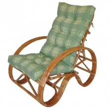 Ratanové křeslo polohovací ratan semambo polstr zelená kostka