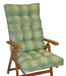 Polstr na teakové zahradní křeslo vysoké - látka UNIKO zelená kostka