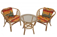 Axin ratanová sedací souprava Bahama 2+1 semambo polstry červené